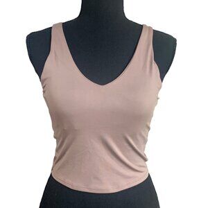 All In Motion Womens Activewear Light Brown V-Neck Crop Top Athletic Size Small